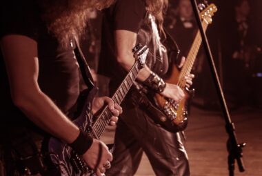 Playing bass guitar in a band