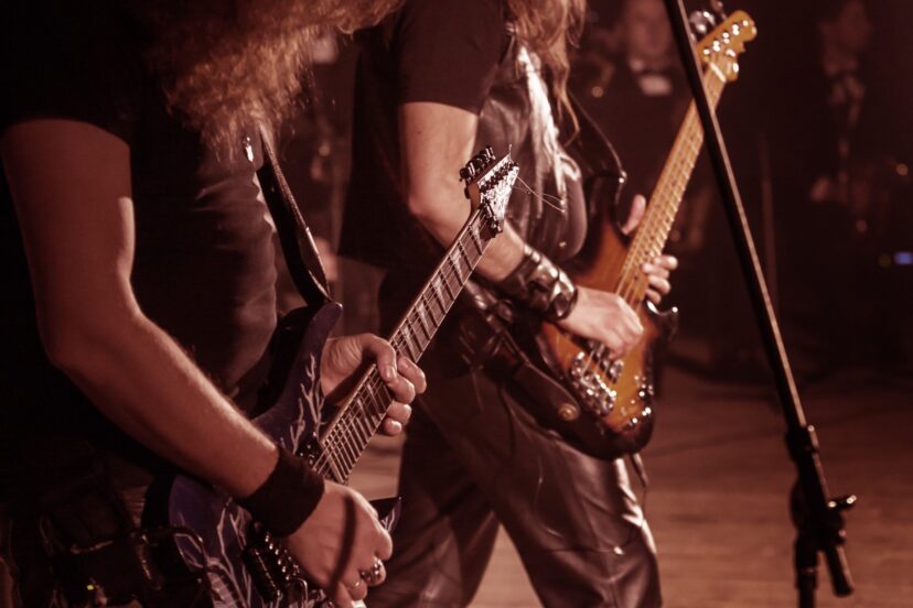 Playing bass guitar in a band
